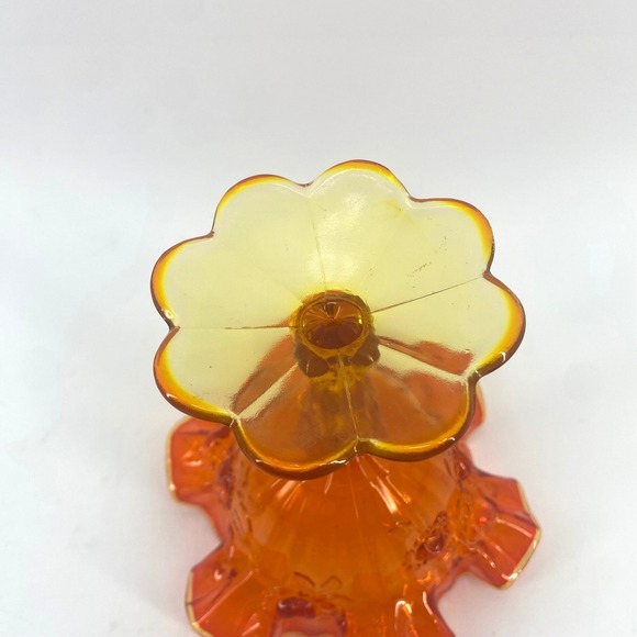 Vtg Fenton Amberina Glass Candy Dish Pedestal Footed Cabbage Rose Pattern - Picture 4 of 7
